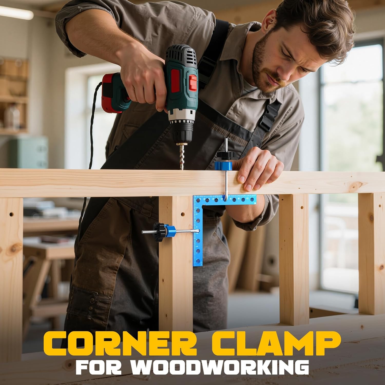 Professional 90 Degree Corner Clamp Set, CNC Aluminum Right Angle Clamp 140mm/5.5", Precision Wood Working Clamps with Dual Scale, L-Shaped Screws, Ideal for DIY, Cabinet, Box & Frame Assembly