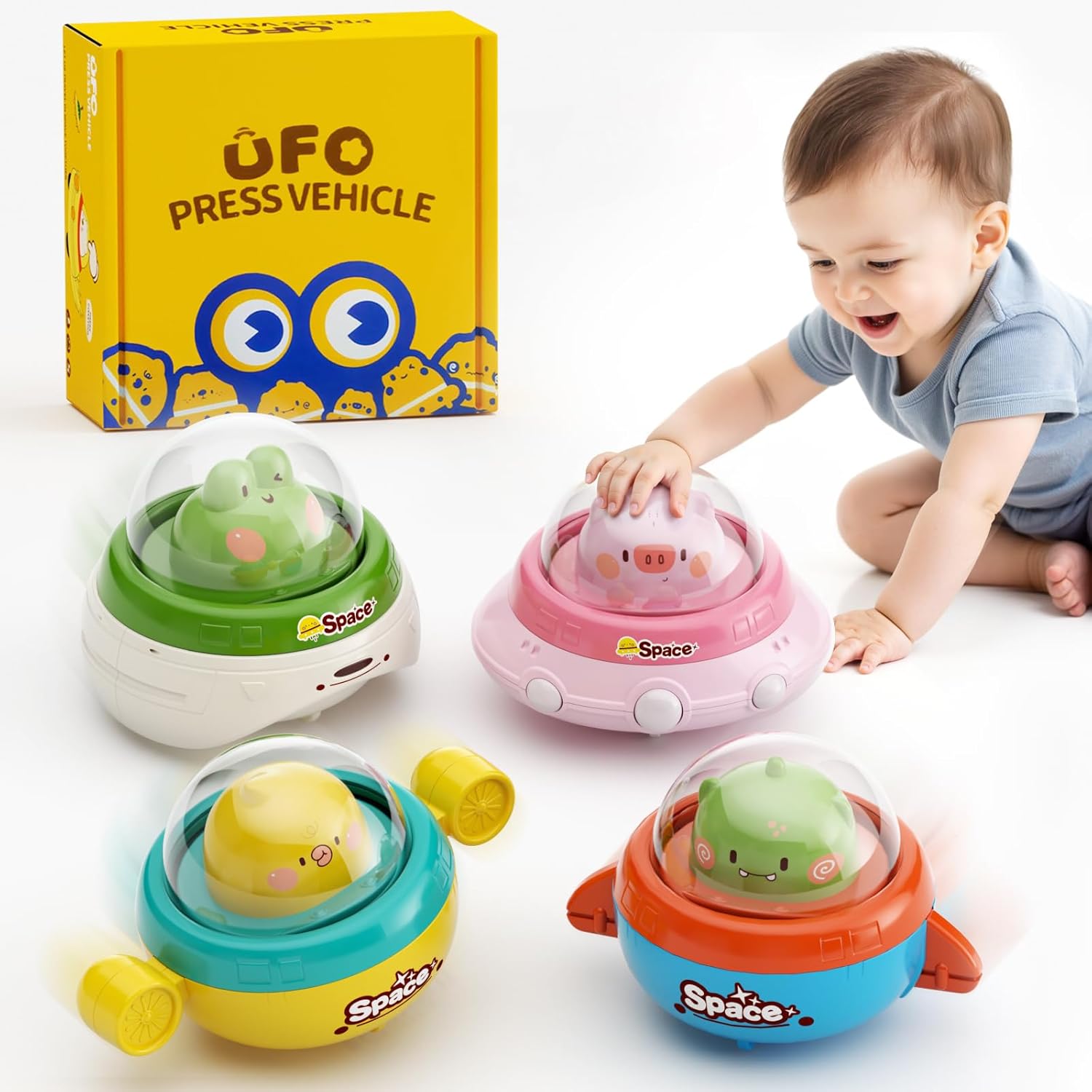 Toys for 1 2 3 Year Old Boy Girls, Baby Press and Go Animal Car Toys for 6 12 18 Months, 1st Christmas Birthday Gifts for 1 2 3 Year Old Boys Girl