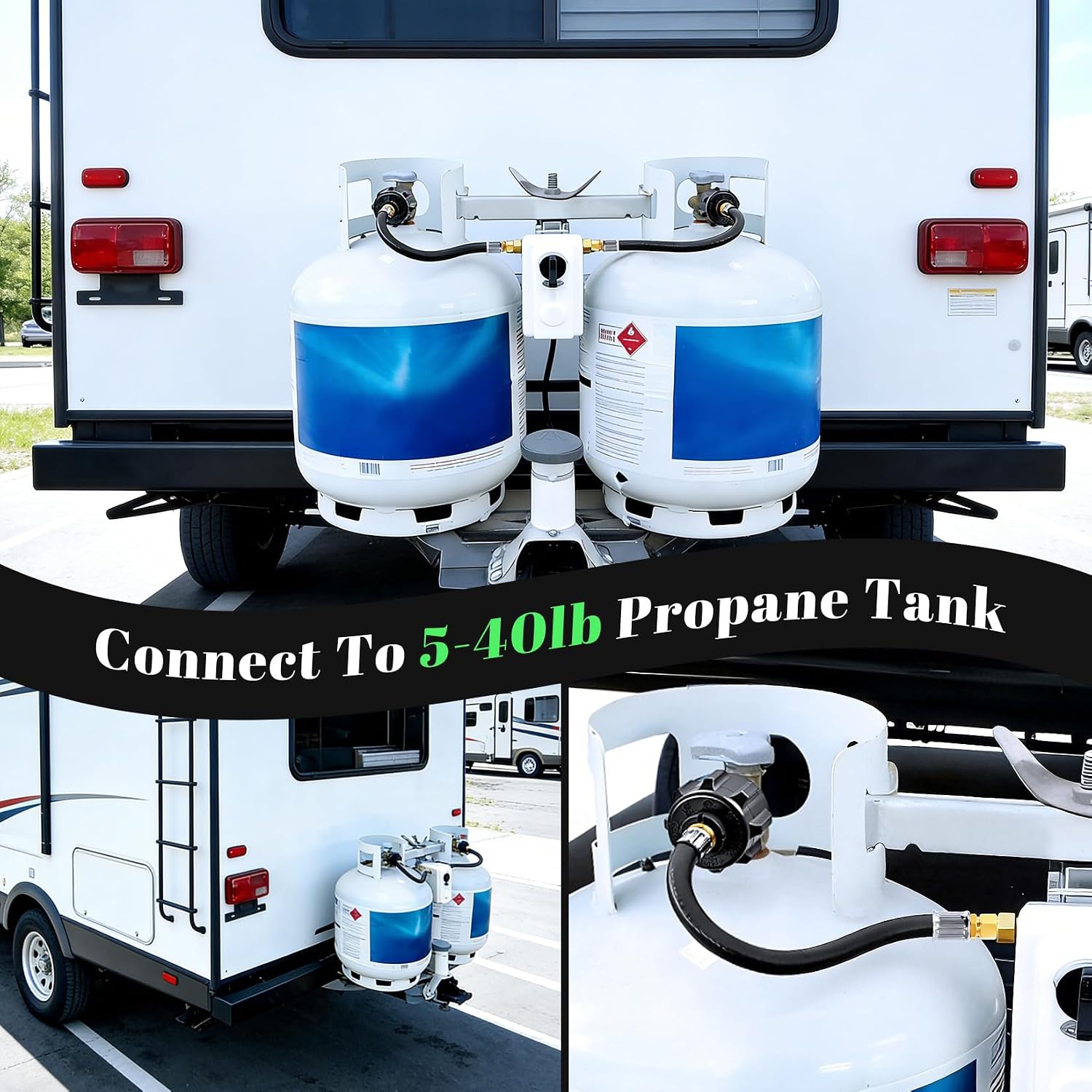 12 inch RV Propane Hose Connect to 2-Stage Auto Changeover Regulator for RVs, Campers & Trailers (2 pcs)