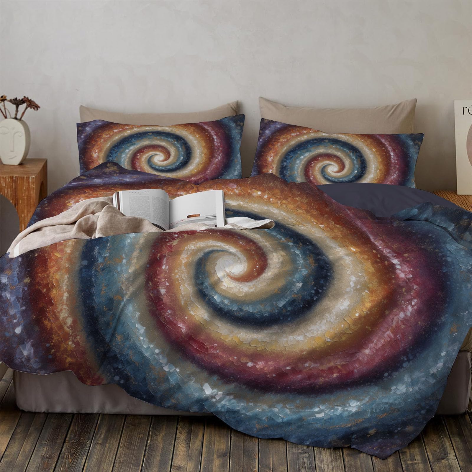 Housse de couette 200x200 cm réversible pour ambiance de chambre zen