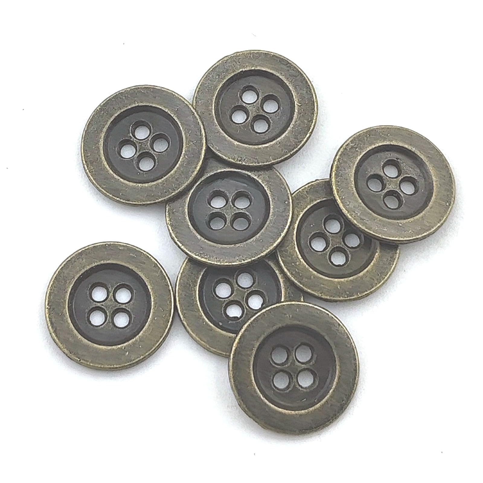YOOGCORETT 12pcs Metal Buttons Antiqued Bronze Metal 4 Holes Scrapbooking Sewing Buttons for DIY Crafts, Jacket, Coat, Clothing Sewing Accessory 15mm