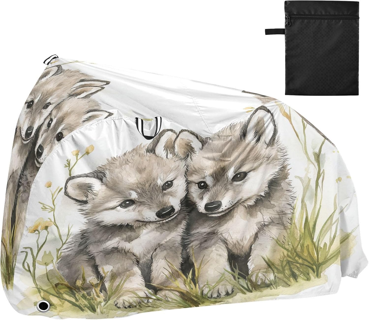 ALAZA Cute Wolf Babies Bike Cover Waterproof Outdoor Ebike Bicycle Covers Tarp Protection for 1/2 Bikes, Sun UV Dust Wind Proof