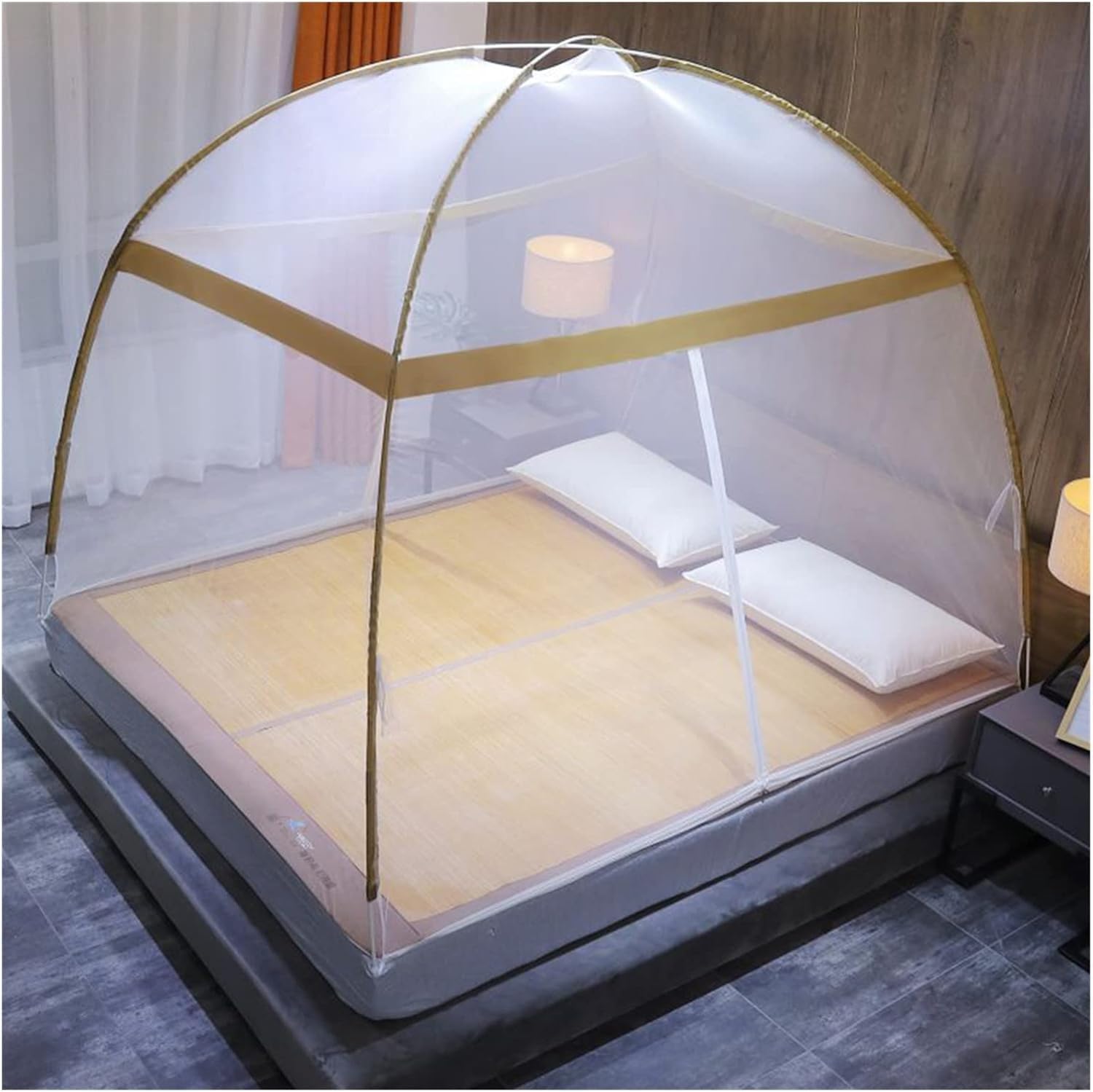 Portable Mosquito Nets for Dorms & Homes - Yurt Bed Canopy, Anti-Fly Protection, Decorative Brown Netting, Size 120x200x150 Cm, Ideal for Outdoor & Indoor Use Brown 120 * 200 * 150