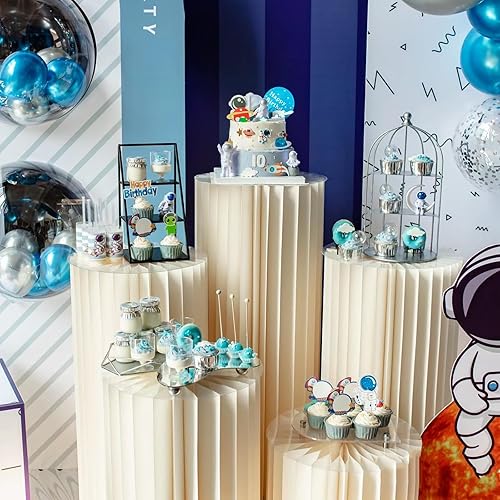 Miniatura 11 de Soportes cilíndricos para fiesta, 3 piezas, soporte de pedestal redondo, columnas de cartón, mesas cilíndricas para fiestas, baby shower