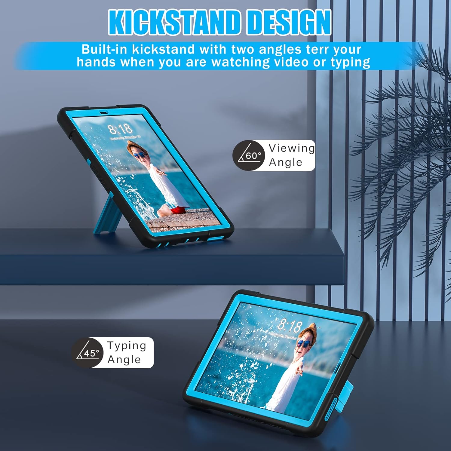 L00KLY Case for Lenovo Tab M9 2023,Case with Screen Protector Kickstand Heavy Duty Cover 3 in 1 Rugged Shockproof Protective Tablet Case for Lenovo Tab M9 9.0 inch 2023 (TB-310FU) (Black/Blue) - Image 6