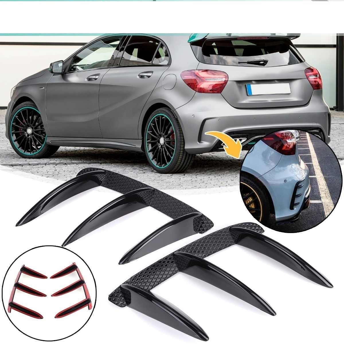 2 pièces ABS voiture noir pare-chocs arrière Spoiler Canards, for Mercedes-Benz, W176 A200 A250 A260 A45 AMG accessoires de remplacement