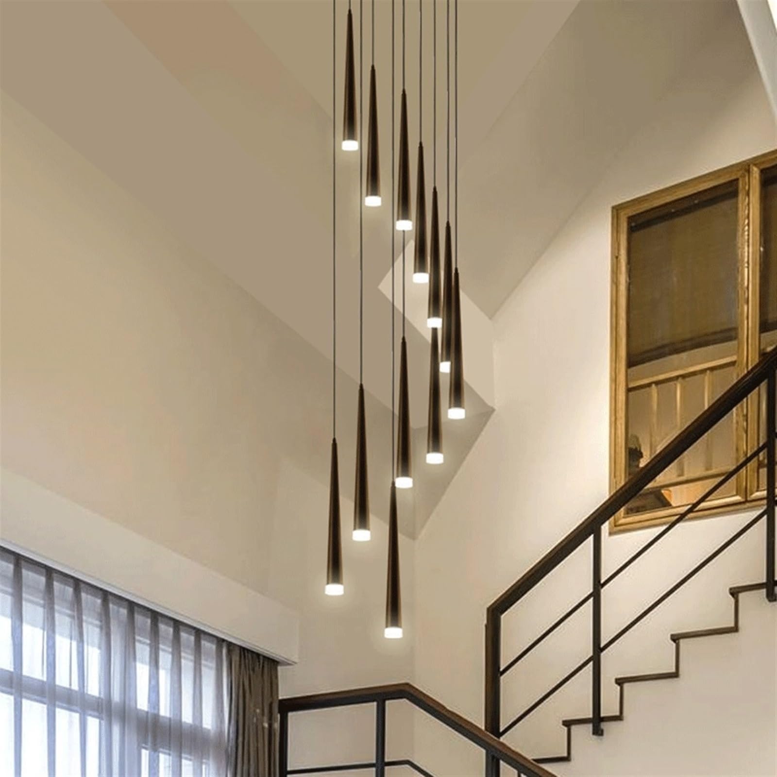 Lámpara Colgante Minimalista de Cilindro de Aluminio con Led, Tubo Largo, para Isla de Cocina, Araña de Altura Ajustable para Restaurante, Dormitorio, Mesita de Noche (Luz Blanca, 50 Cm/19,6 Pulgadas)