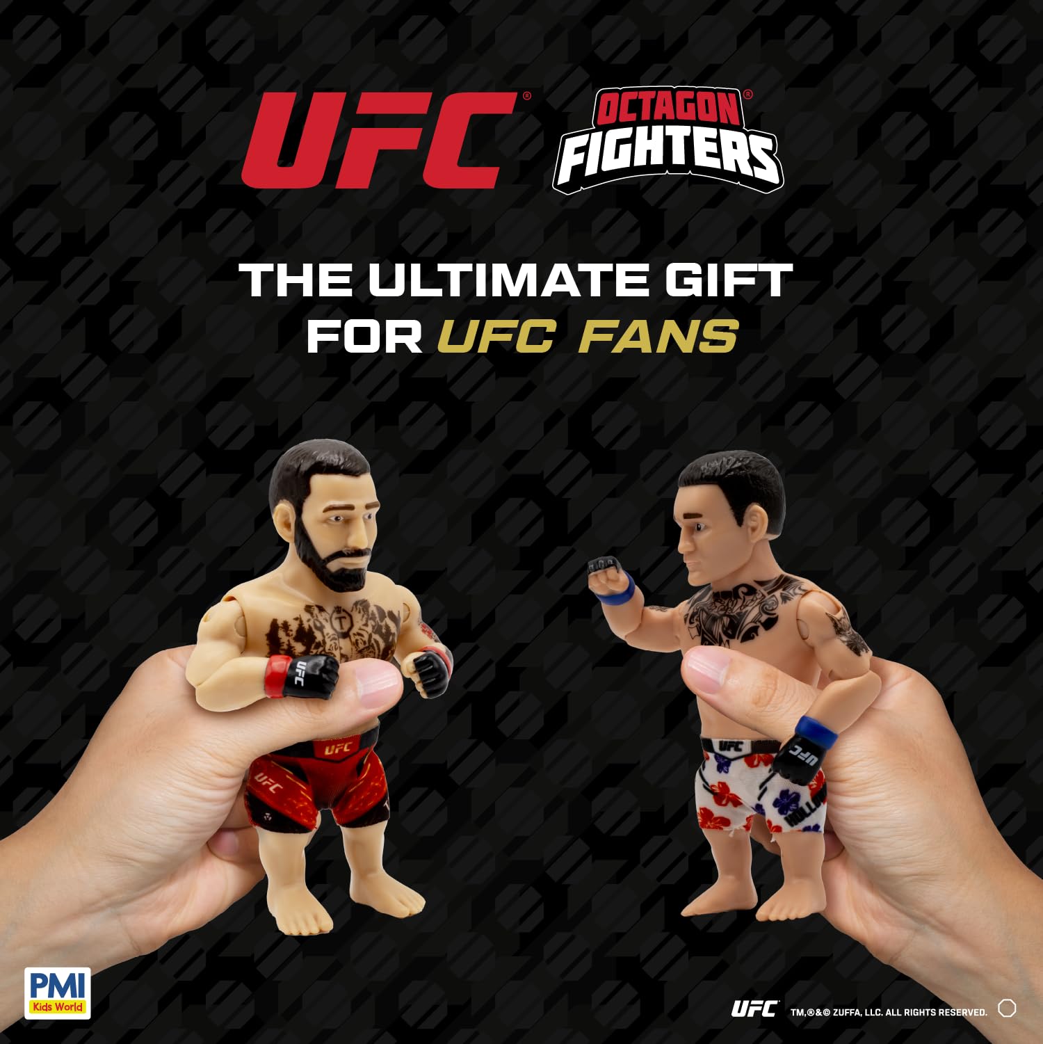 P.M.I. UFC - Action figure articolate da 11,4 cm, confezione da 2 pezzi misteriosi, include 2 combattenti, accessori e cintura da campionato, collezione ufficiale UFC di PMI, casuale 1 su 3