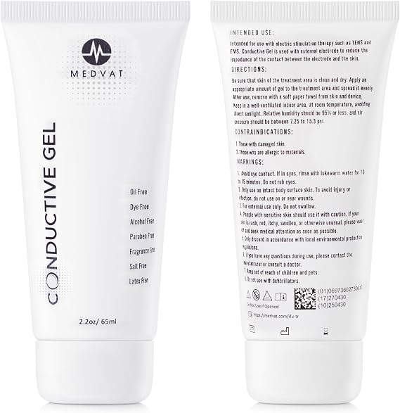 Conductive Gel, Hydrating Formula, TENS Electrode Pads, Paraben-Free, 2.2oz (2 Pack)