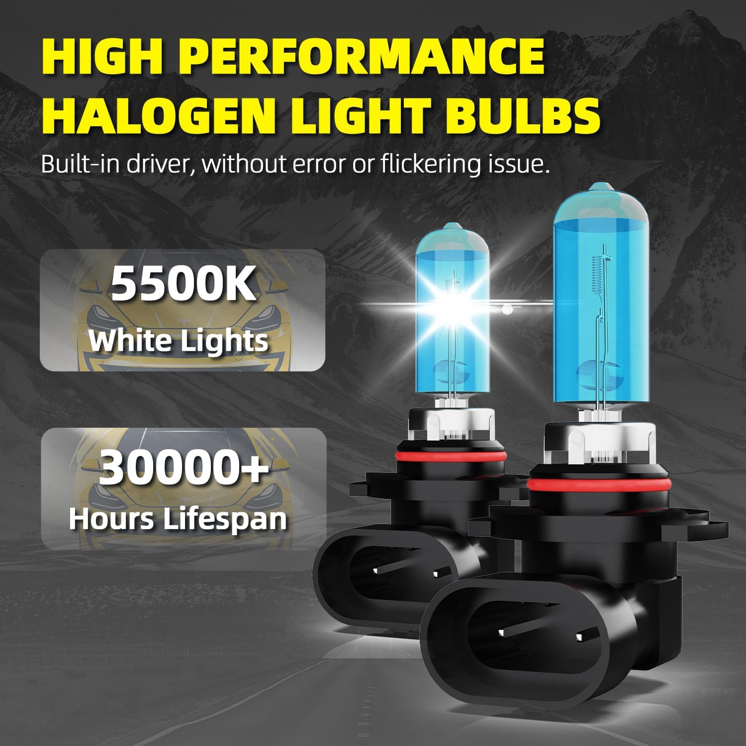 Headlight Bulbs Fit For GMC Sierra 2500 HD 2015,9012 High Low Dual Beam + 5202 Fog Lights Halogen Light Bulb + License Plate Light Combo,5500k White,Plug-N-Play,Pack of 6