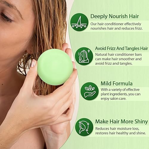 Miniatura 3 de Juego de champú y acondicionador de romero en barra para el crecimiento del cabello, champú sólido acondicionador jabón para cabello lacio, rizado,