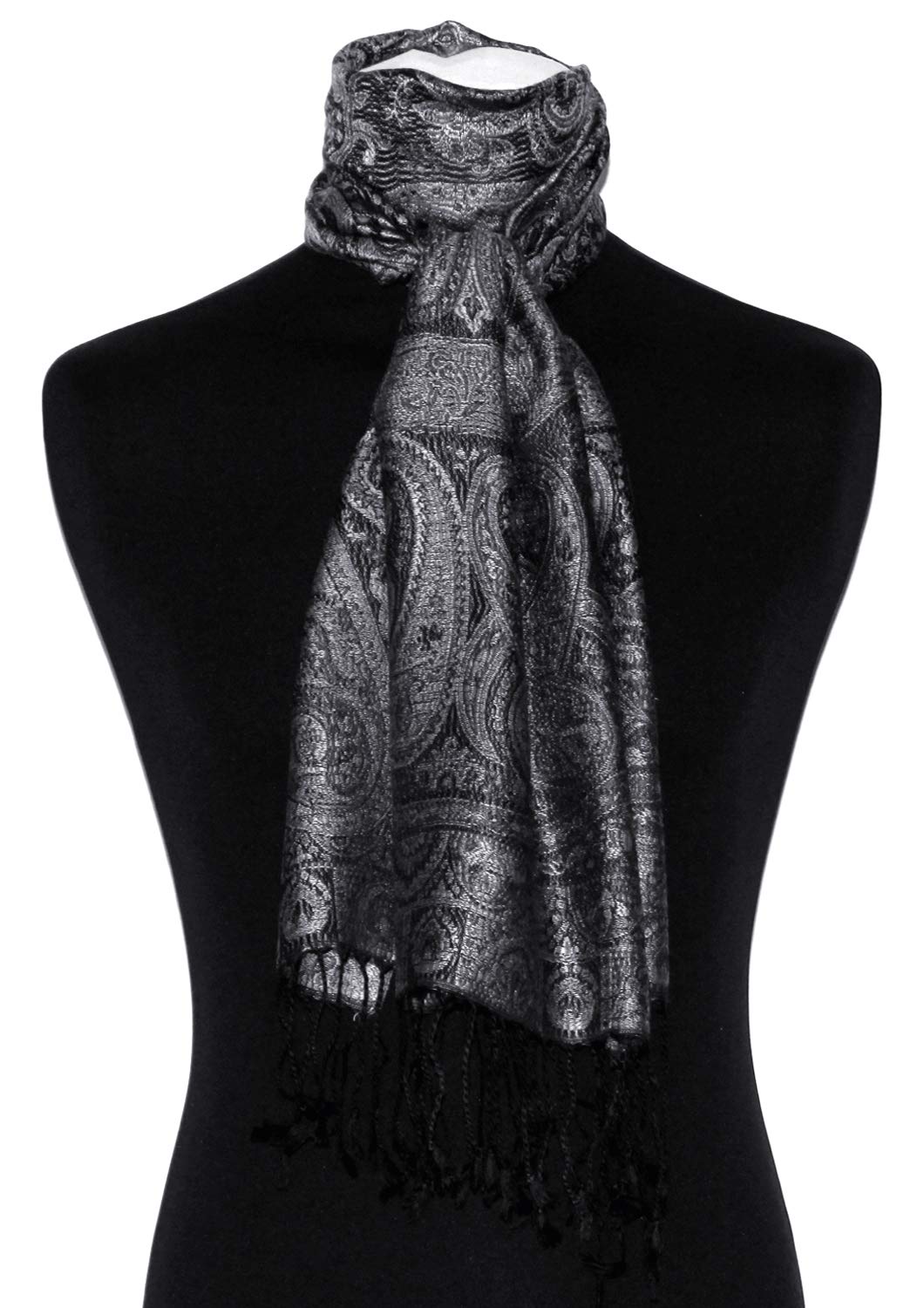 Lorenzo Cana Sciarpa di seta da uomo, 100% seta, elegante motivo Paisley tono su tono