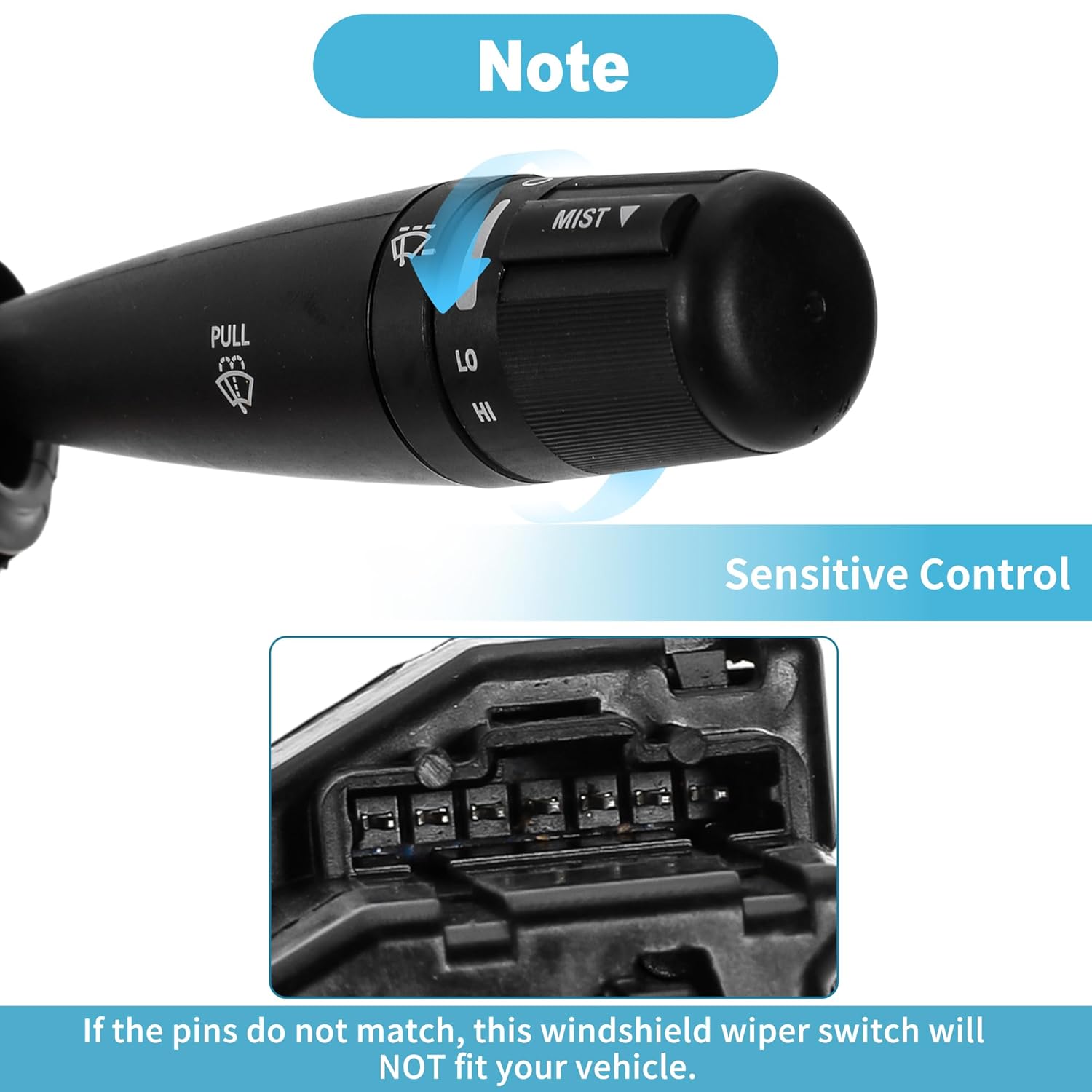 Windshield Wiper Control Switch for Chrysler 200 2011-2014 Replace No.5183955AA/68003214AA/68003214AB/68003214AC/68003214AD/WP300/WP539/1S7925