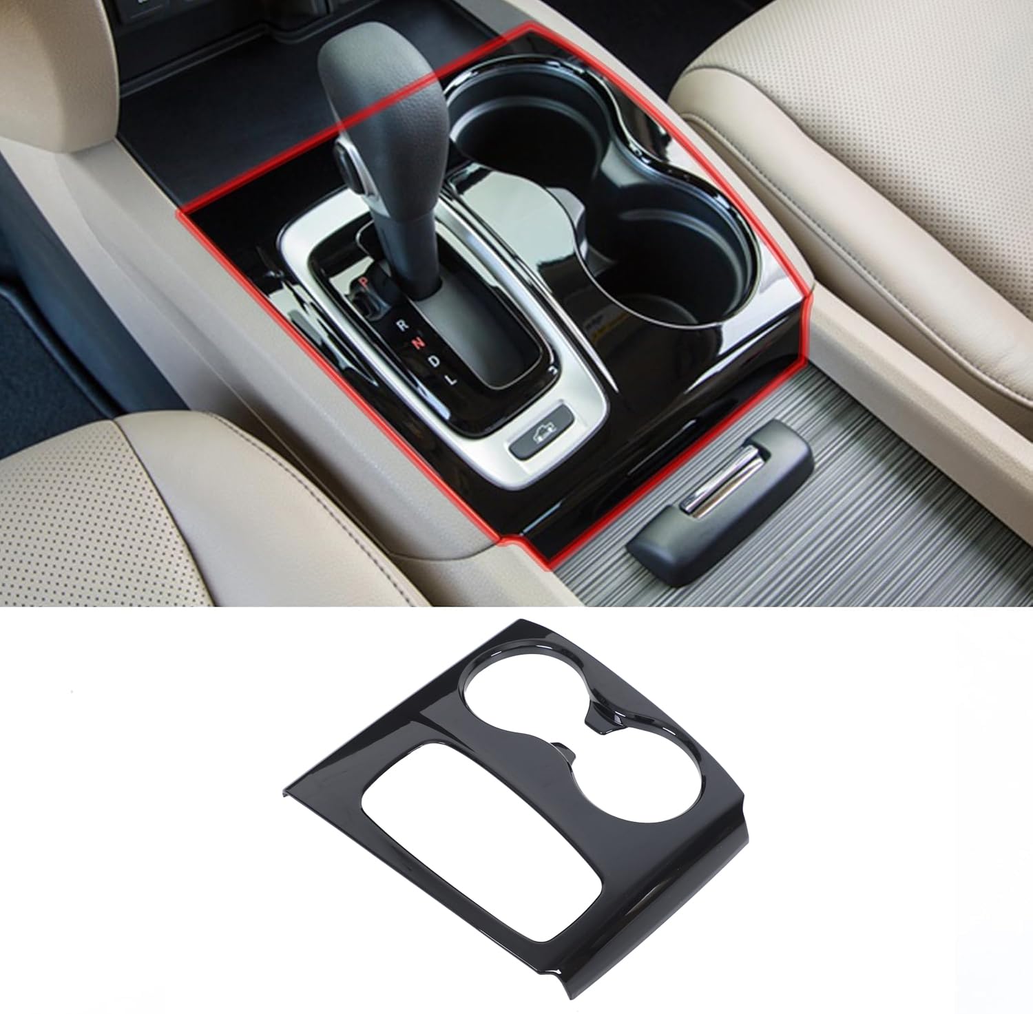 HIRUFAIT Gear Shift Panel Cover Trim for Hond@ Pilot 2016-2020/ Hond@ Ridgeline 2017-2019, ABS Automotive Center Consoles Cup Holder Cover Protector