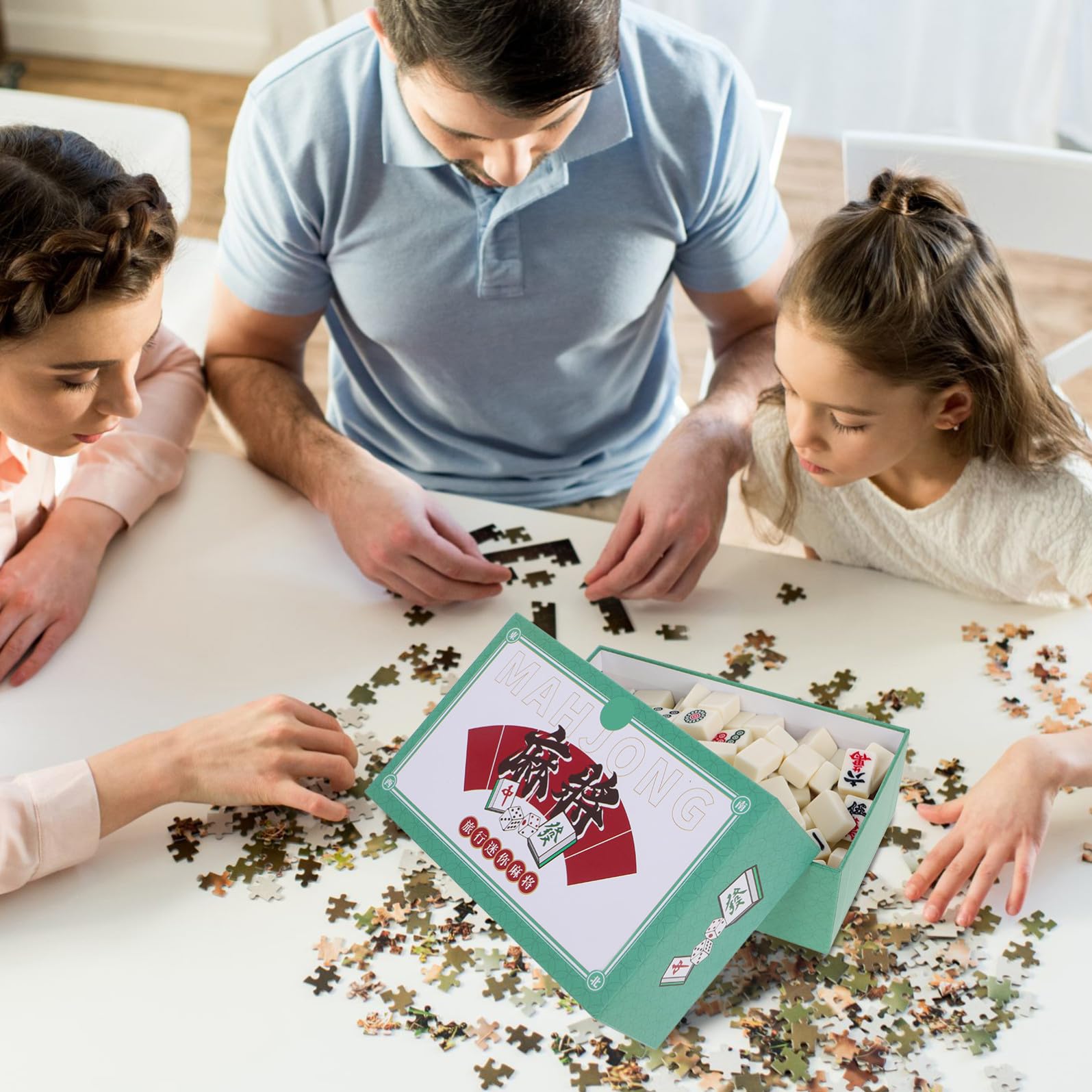 Miniatur Mahjong Steine 1 Kasten aus Melamin für Reisen und Wohnheime