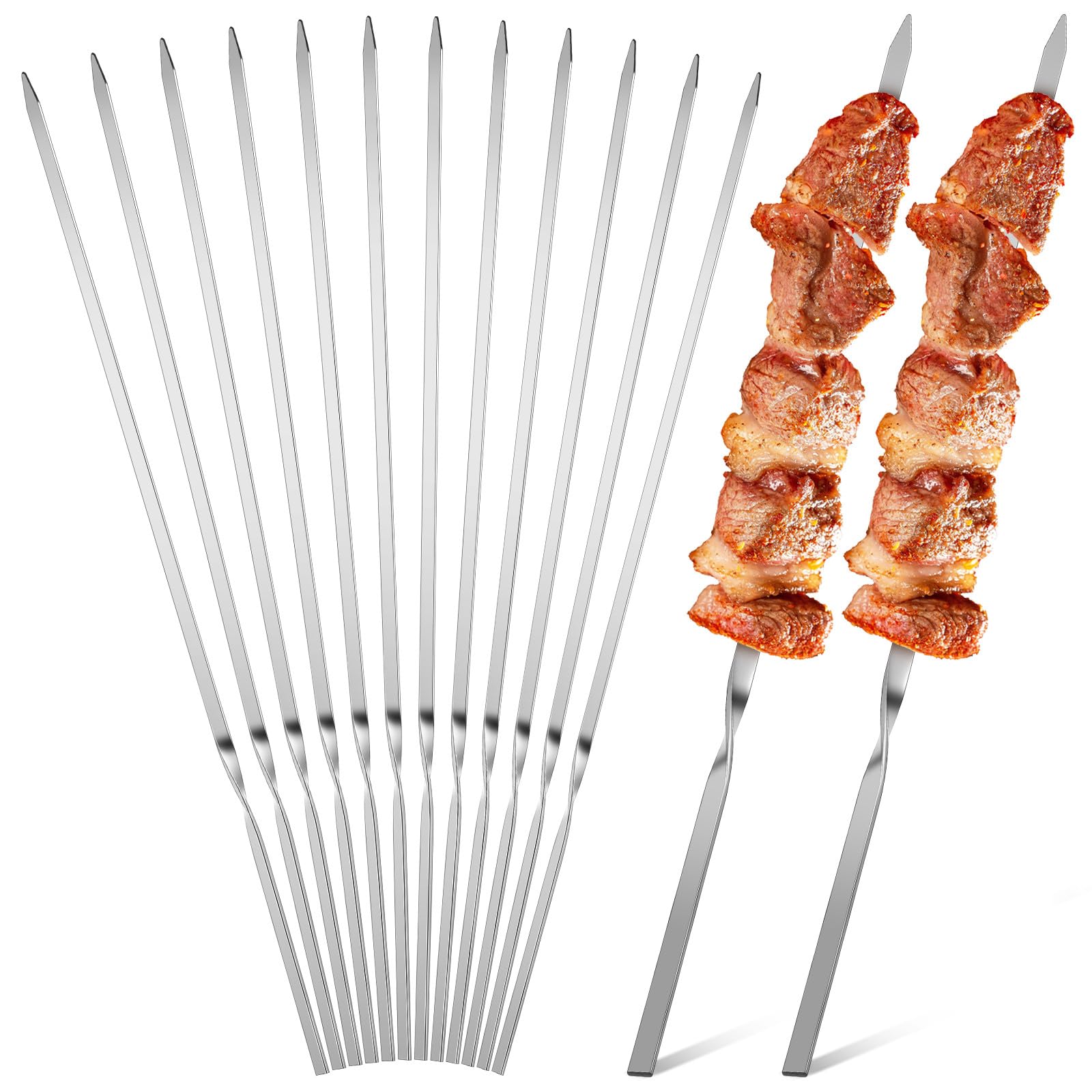 Brochettes à kebab en acier inoxydable SHINEOFI de qualité supérieure pour barbecue