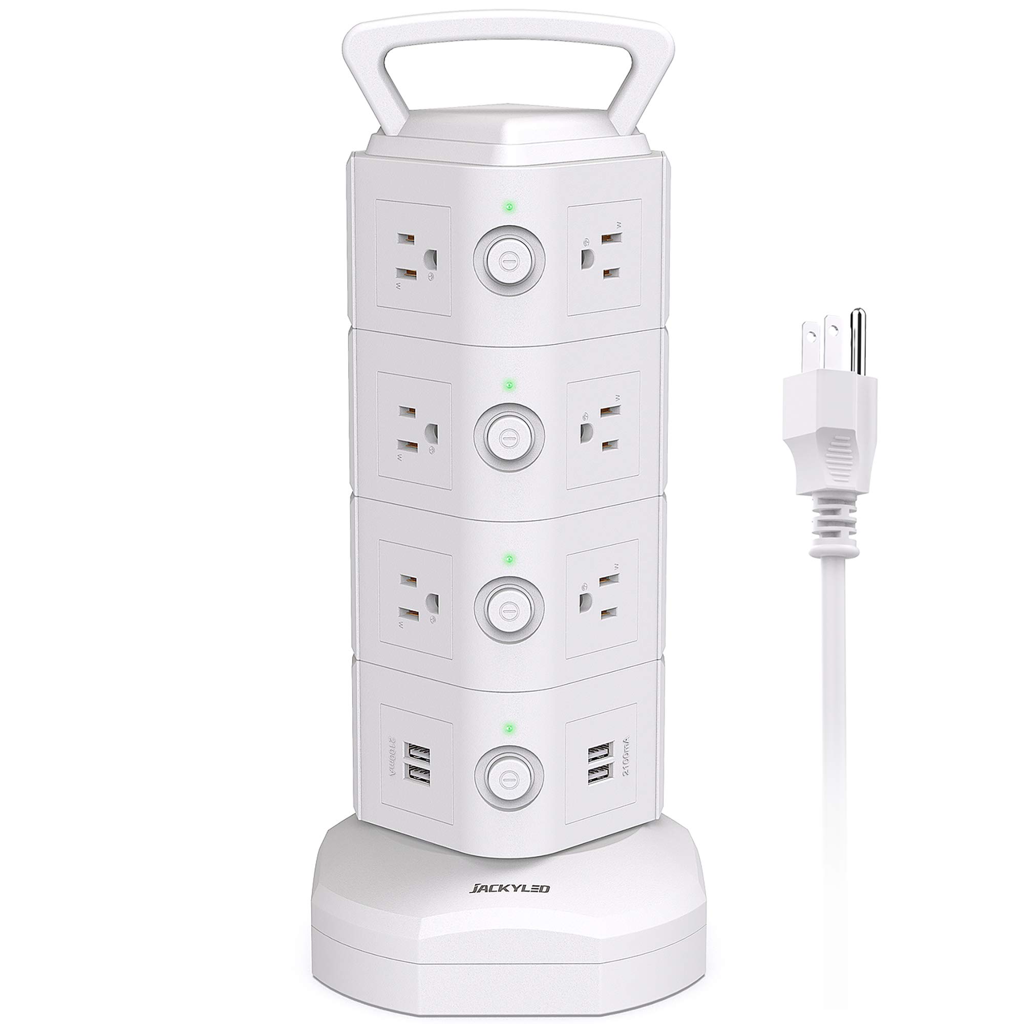 JACKYLED Power Strip Tower Surge Protector, 12 AC 6 USB (2 USB C), 1050J — Amazon image 19