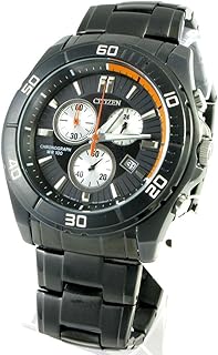 ساعة يد بنظام حركة كوارتز وعرض انالوج للرجال من سيتيزن، وسوار ستانلس من الفولاذ المقاوم للصدأ بلون أسود، موديل AN7109-55E