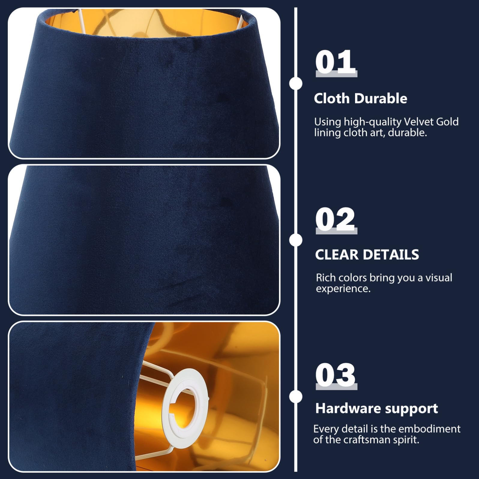 ABOOFAN Abat-jour Doré Décoratif en Tissu, Compatible E27, Léger et Compact, pour Lampe à Poser, Chambre et Salon,