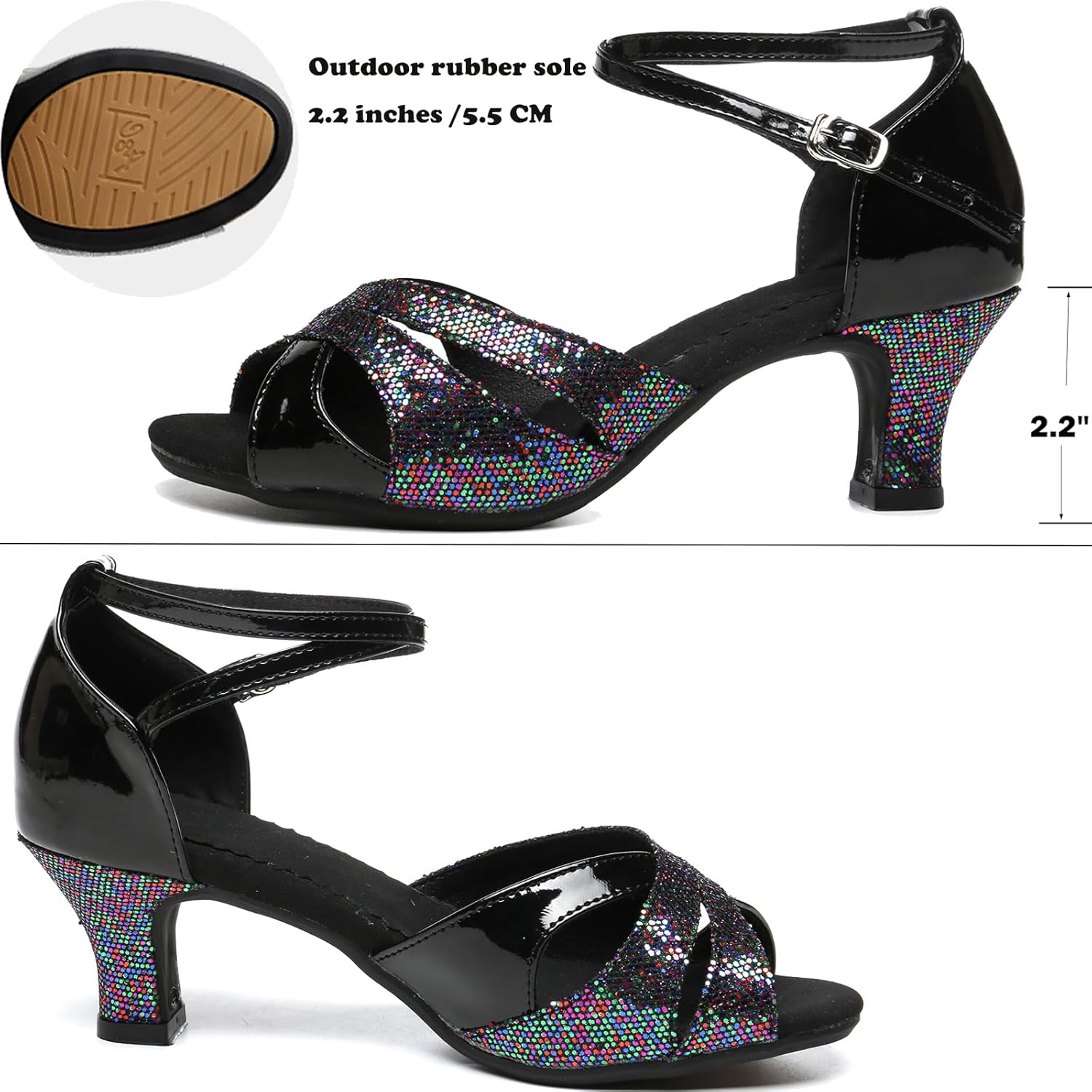 WUIWUIYU Women Dance Shoes 2.2" Ankle Strap Dancing Heels for Ballroom Salsa Tango Flamenco Latin Paso Doble Footwears - Image 4