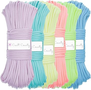 Craft County Glow in The Dark Zesty 21 Strand Luminous 550 Paracord for DIY Bracelets, Lanyards, and Jewelry Green, 100 Feet