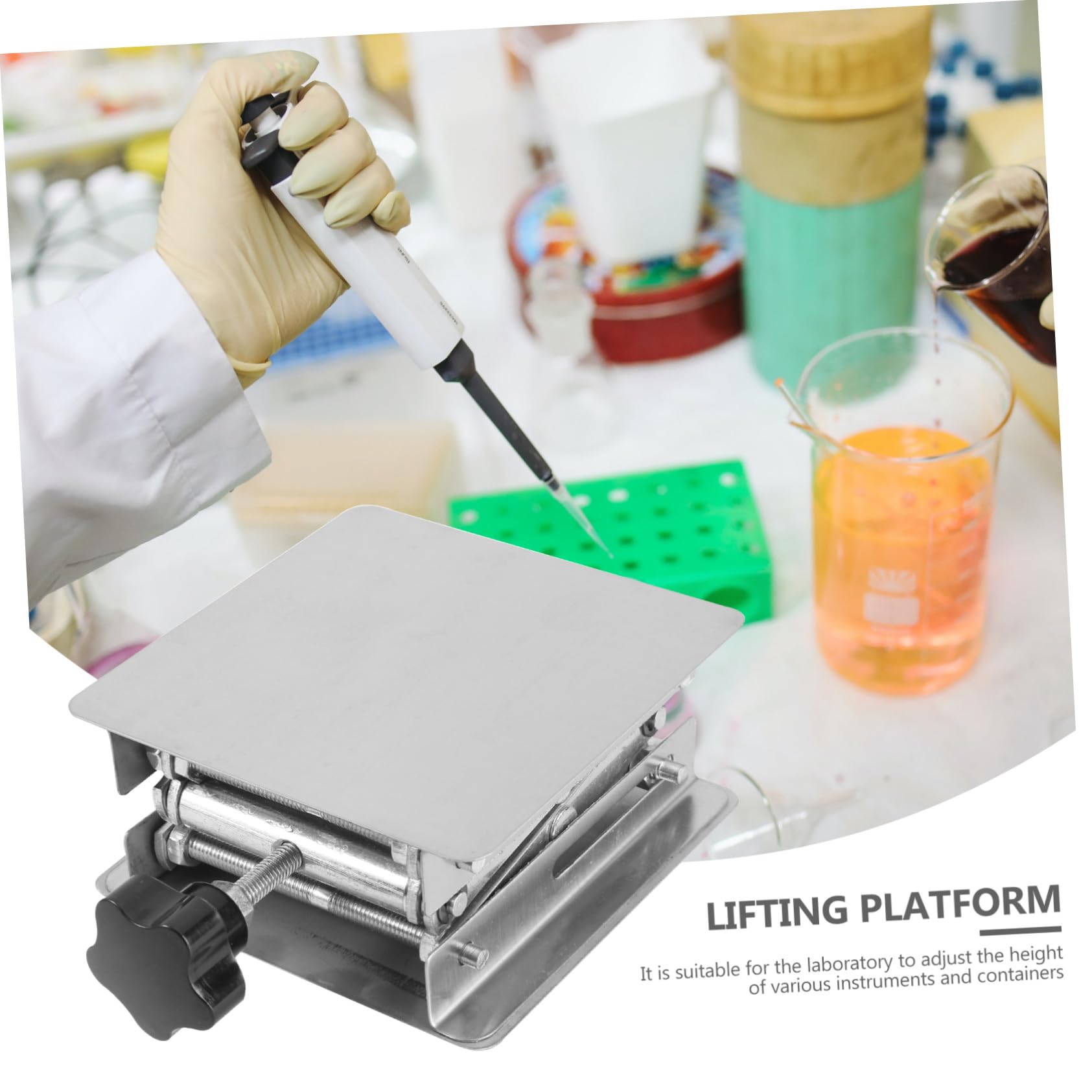 Piattaforma Elevatrice in Acciaio Inox per Laboratorio Supporto per Strumenti e Contenitori Sollevatore Jack Robusto e Pratico per Esperimenti Fisici e Biologici
