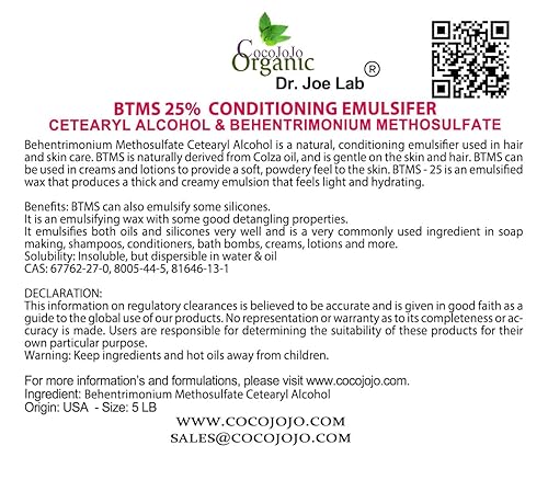 Miniatura 4 de BTMS 25% Behentrimonium Methosulfate Cetearyl Alcohol Acondicionador Emulsionante - Premium, a base de verduras, ingredientes cosméticos a granel,