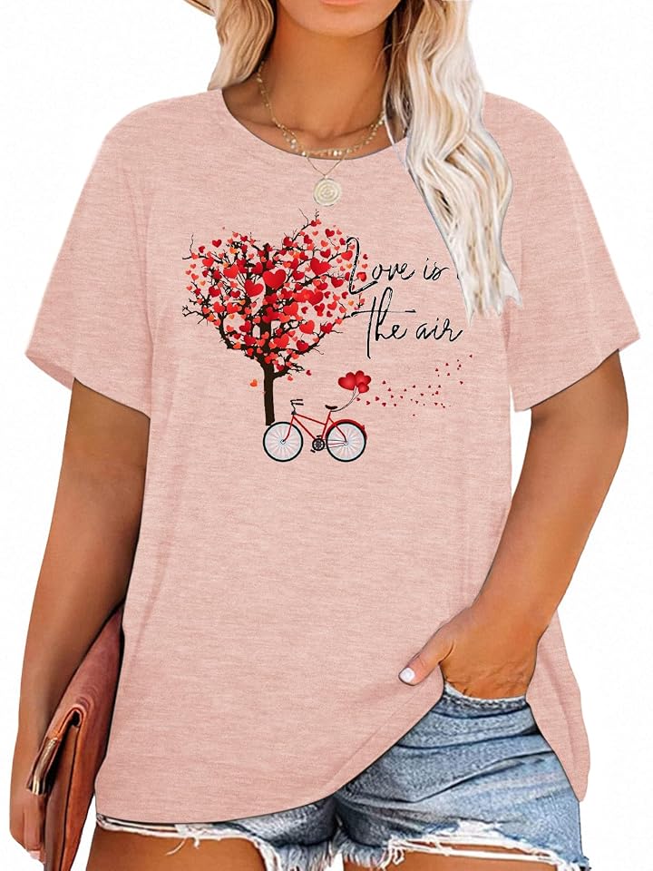 MK Shop Limited Plus Size Graphic Tees for Women Short Sleeve Loose Fit T-Shirt