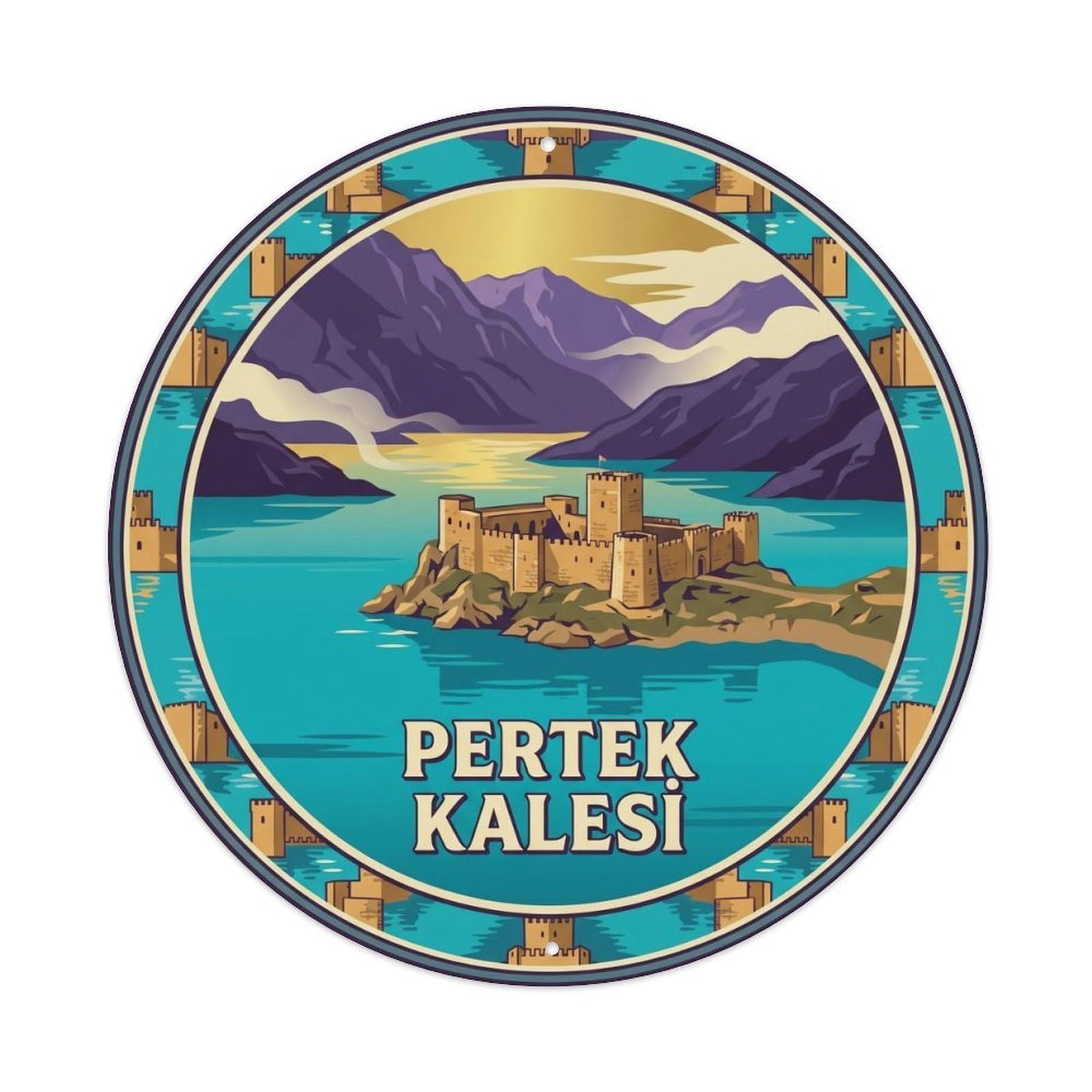 Tunceli Pertek Castle Lake Turkey Heritage Classic Metal Tin Sign