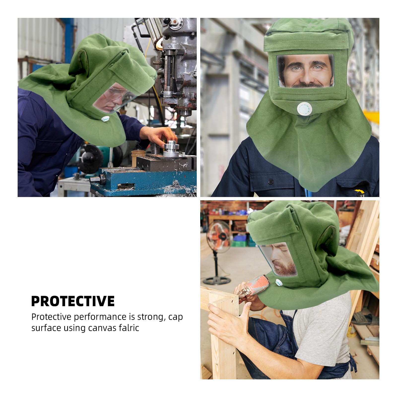 Sandblasting Helmet White Color Sand Blasting Hood Canvas Shawl Cap
