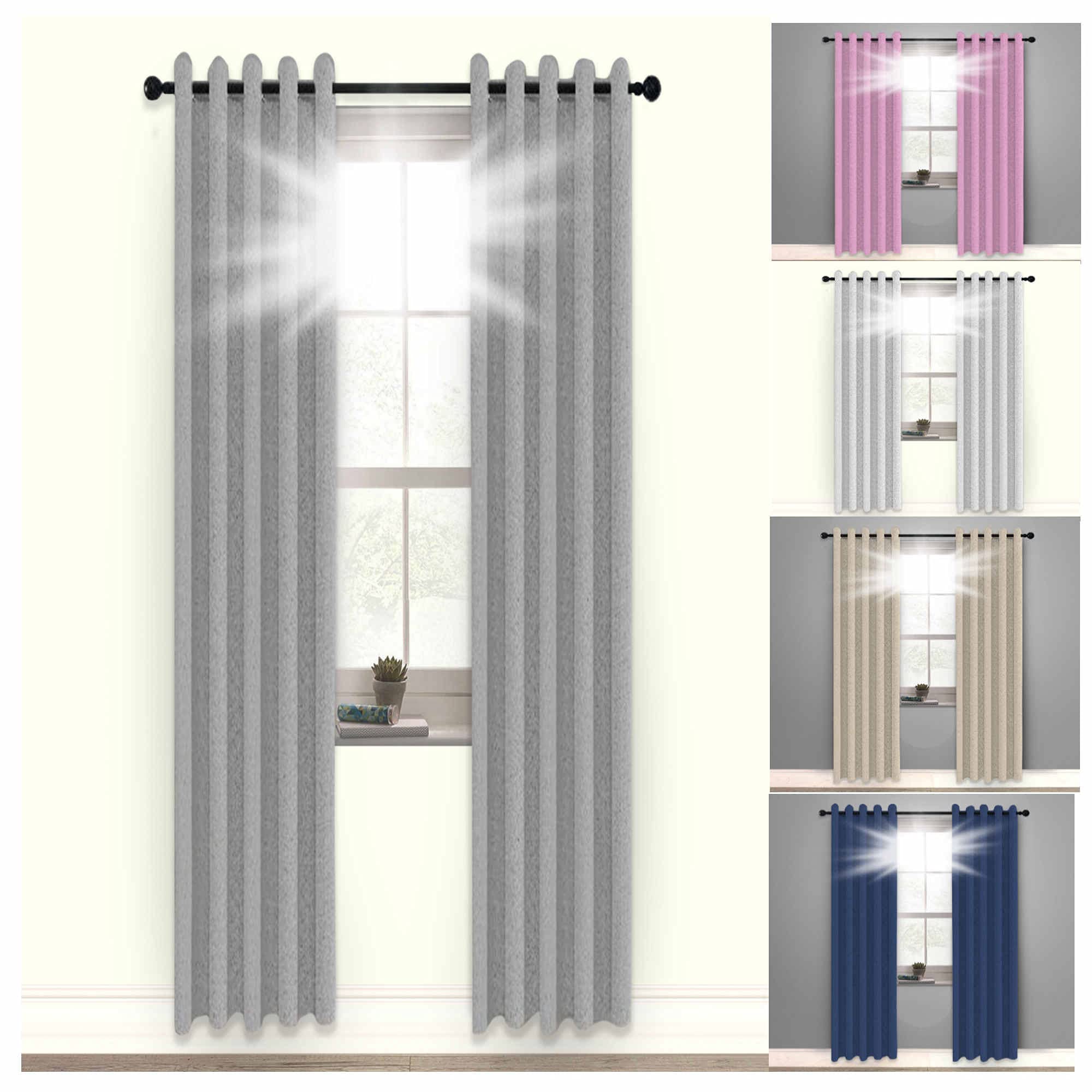 umlout 100% Blackout Linen Look Valencia Ring Top Eyelet Curtains Pink 43"x90", TOTAL BLACKOUT FABRIC