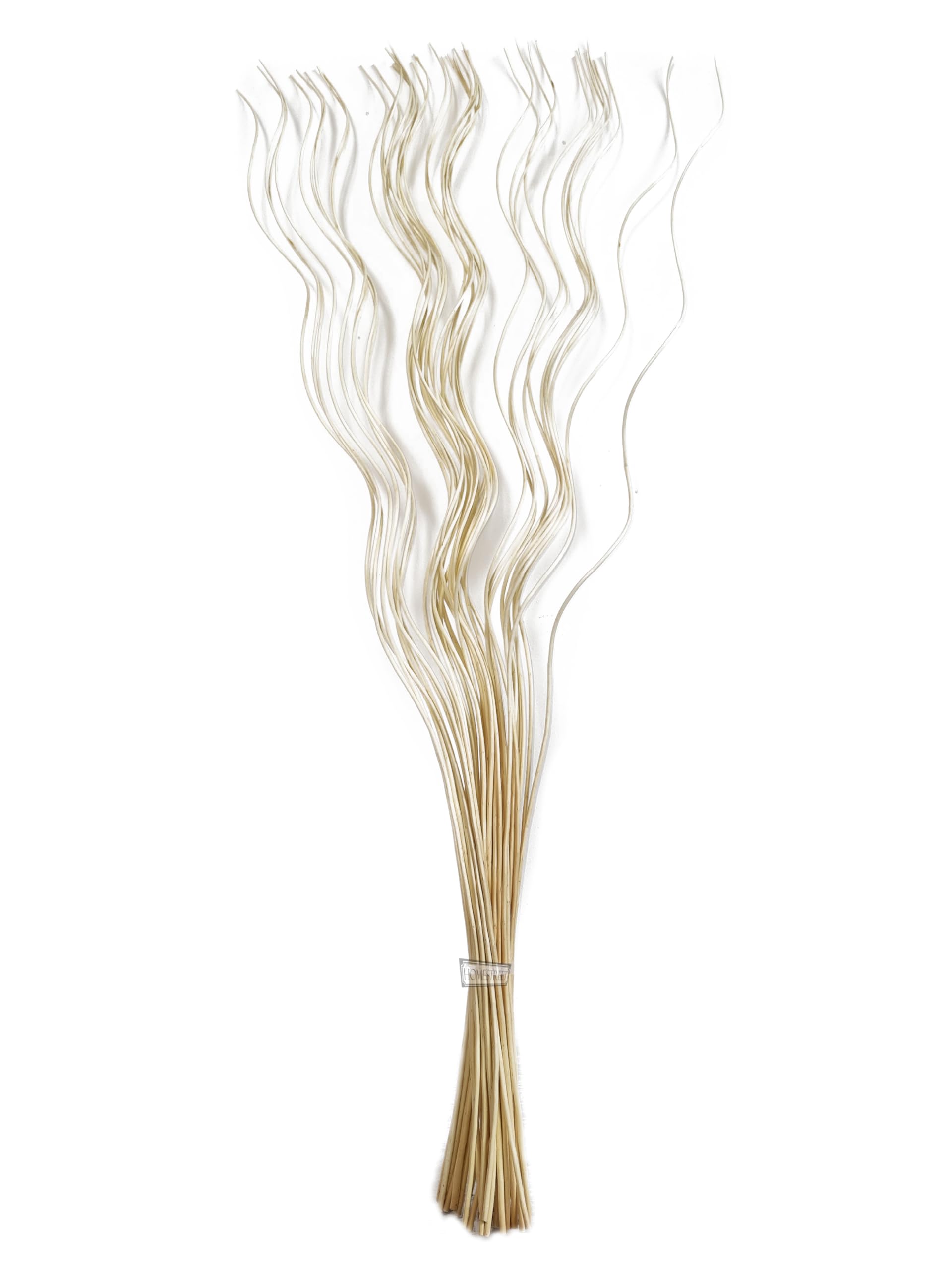 Homestreet Cream Tall Spiral Curly Willow Twigs, Colourful Metallic Natural Dried Dyed Exotic, Ting Home Decor Floral Arrangement Display, 40 Piece Bunch, 120Cm Long For Floor Vase (Cream)