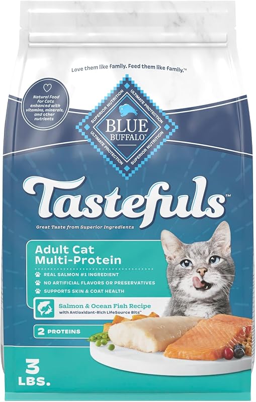 Ração seca para gatos adultos Blue Buffalo Tastefuls Salmon & Ocean Fish Multi-Protein, 1,39 kg