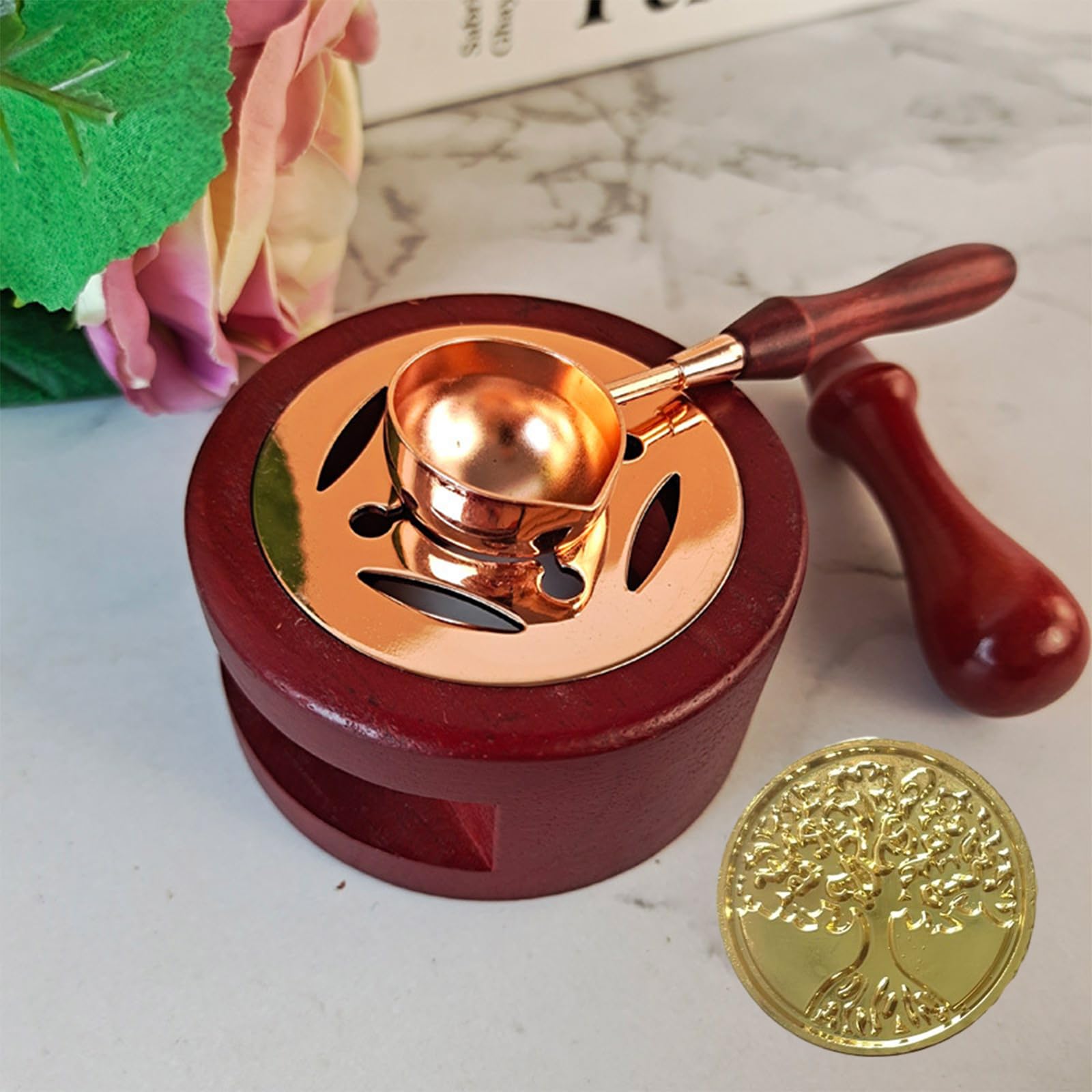 Kit Ceralacca PATIKIL Con Riscaldatore E Cucchiaio – Rosa, Per Sigilli Personalizzati Su Lettere E Inviti