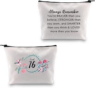 MBMSO Sweet 16 Gifts for Girls 16th Birthday Bag 16 Year Old Girl Gifts Sweet 16 Cosmetic Bag Cute Makeup Bags Travel Case 16th Birthday Gifts Ideas You're BRAVER Than You Believe, Sweet 16