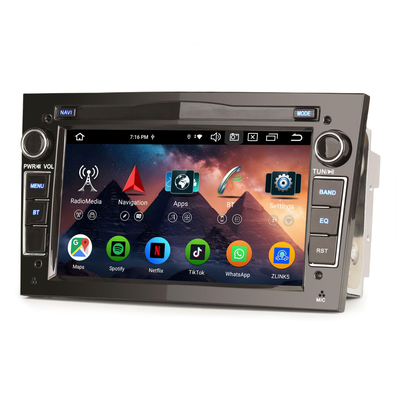 Erisin 8 núcleos 4GB+64GB Android 14 Radio Coche GPS Navegador para Opel Corsa C/D Meriva Zafira Antara Astra H Vectra 7 Pulgadas Pantalla táctil Support CarPlay Android Auto Dab+ WiFi DSP USB Canbus