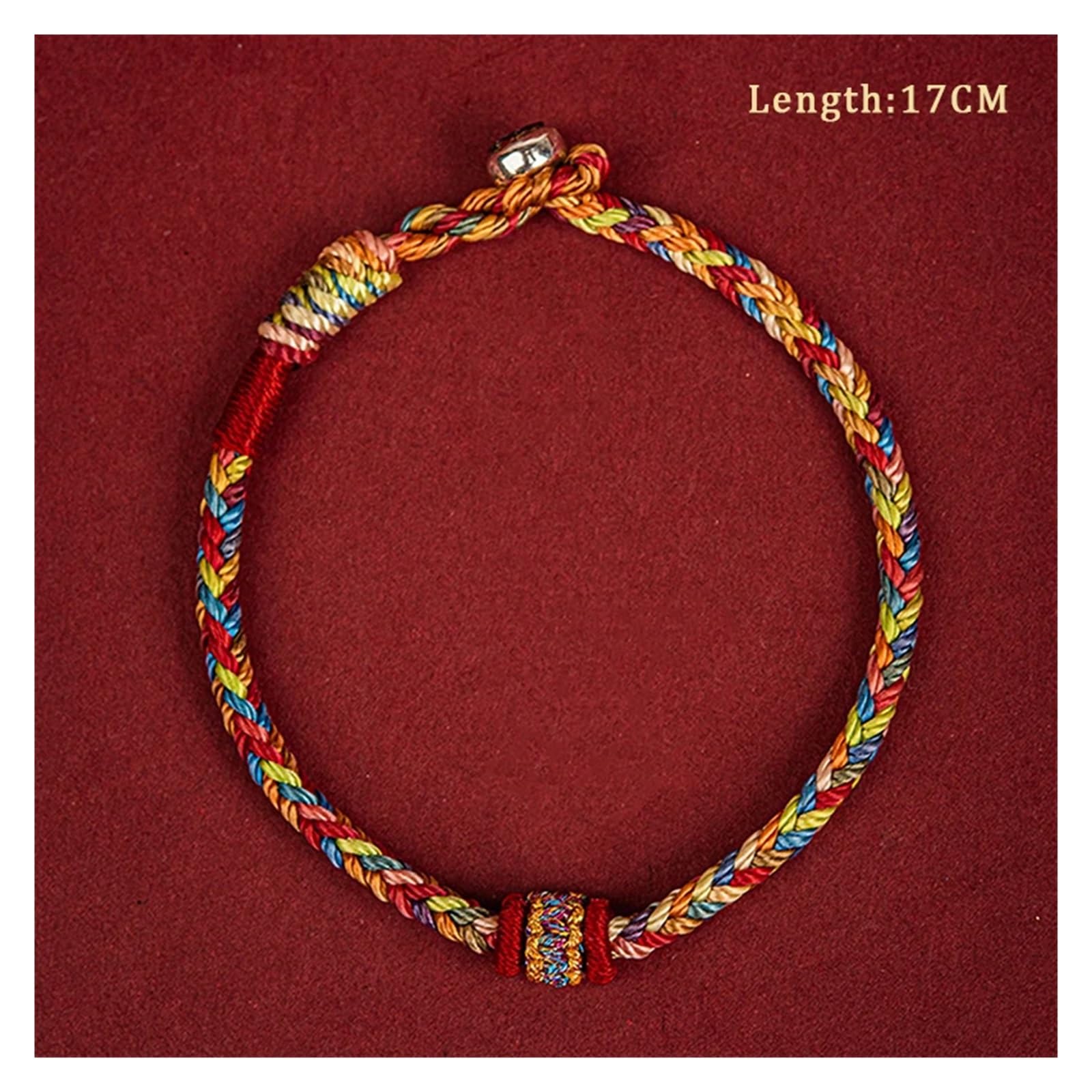 Genérico Pulsera tejida a mano de 14CM, brazaletes cuerda con amuleto la buena suerte y hilo colorido for mujeres hombres, pulseras rojas nudos