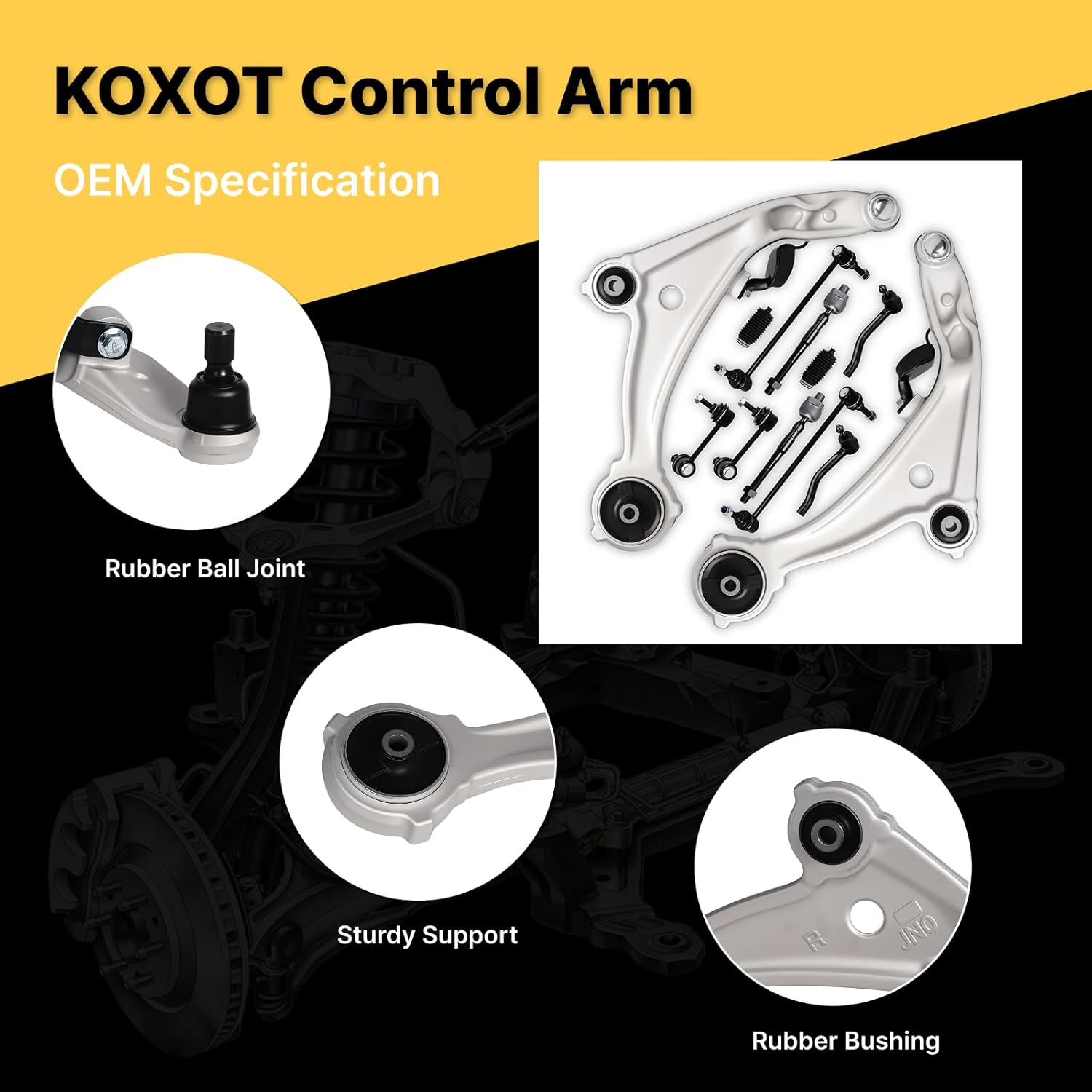 12pc Front Lower Control Arm Suspension Kit Fit for Nissan Altima 2007-2012, Altima Coupe 2013, 2 Control Arm w/Ball Joint, 2 Sway Bar End Link, 4 Tie Rod End Link, 2 Tie Rod Boot & Bellow