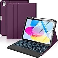 Vista 20 de MoKo Funda con teclado táctil para iPad (A16) 11ª generación de 11 pulgadas 2025, iPad de 10.9 pulgadas de 10.9 pulgadas, funda con soporte para azul