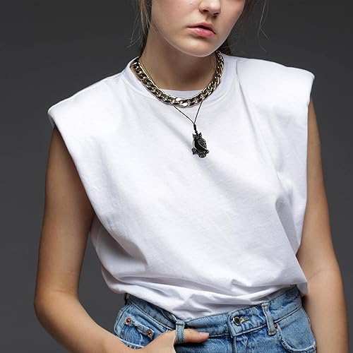 Miniatura 3 de TIKCAUZ Collar de obsidiana negra de cristal natural y piedra curativa con cuerda ajustable, hecho a mano, joyería de piedras preciosas para hombres