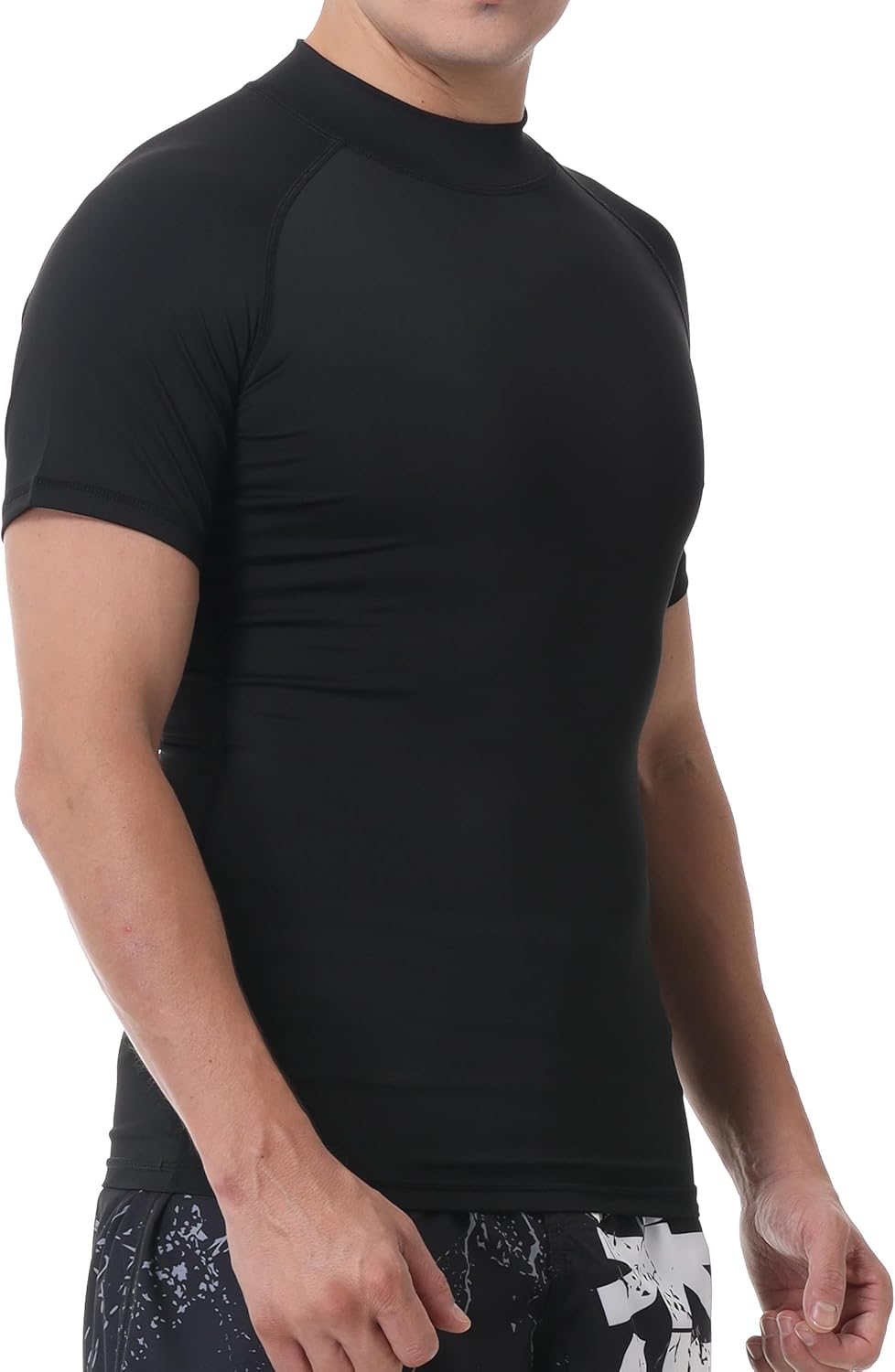 Red Plume Mens Compression Mock Turtleneck Short Sleeve Shirt High Neck Athletic Tops Football Run Pullover Sports Undershirt - Image 4