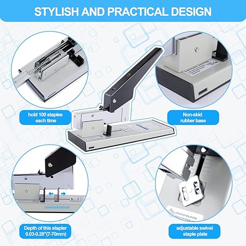Miniatura 4 de Engrapadora industrial sin esfuerzo, grapadora de 240 hojas de alta capacidad con removedor de grapas y 4000 grapas