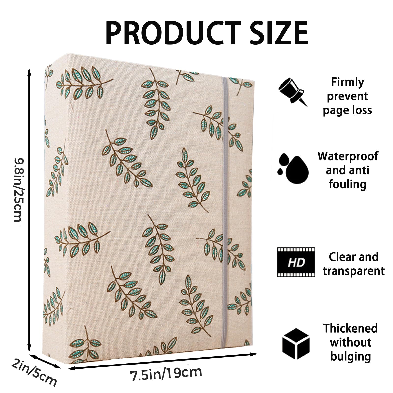 Photo Album 4x6 200 Photos Linen Cover Picture Photo Book for Family Wedding Anniversary Baby Vacation (200 Photos (4x6), Green Leaves) - Image 2