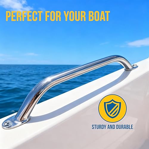 Miniatura 5 de 2PCS Boat Handrail Grab Handle Polished Stainless Steel Round Tube - 12" Long Marine Grab Handle