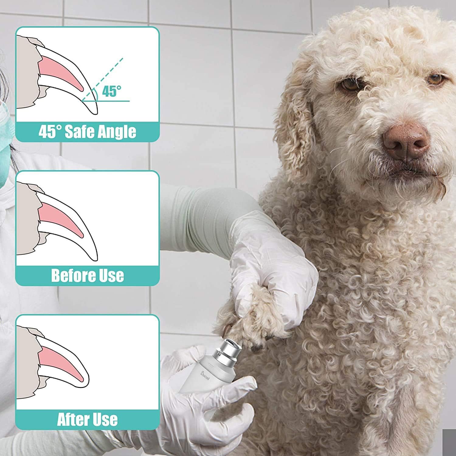 Duoai Electric Dog Cat Nail Grinder,Professional Pet Nail Trimmer for Cats Low Noise Rechargeable 2 Speeds Painless Paws Claw Care Grooming Smoothing for Small Medium Large Dogs Cat with Lanyard, Grey