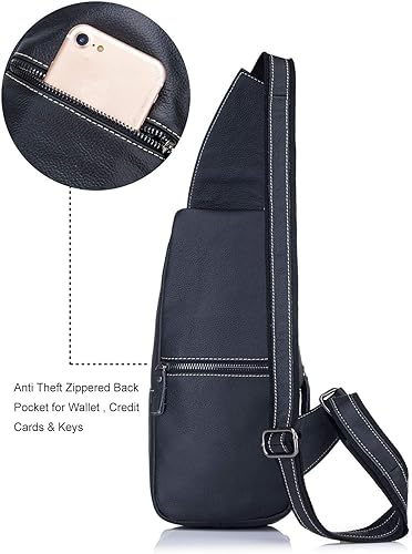 Miniatura 4 de Bolso bandolera pequeño de cuero para mujeres y hombres, bolsa cruzada, bolsa de pecho, mochila de viaje de hombro, resistente al agua, Negro -