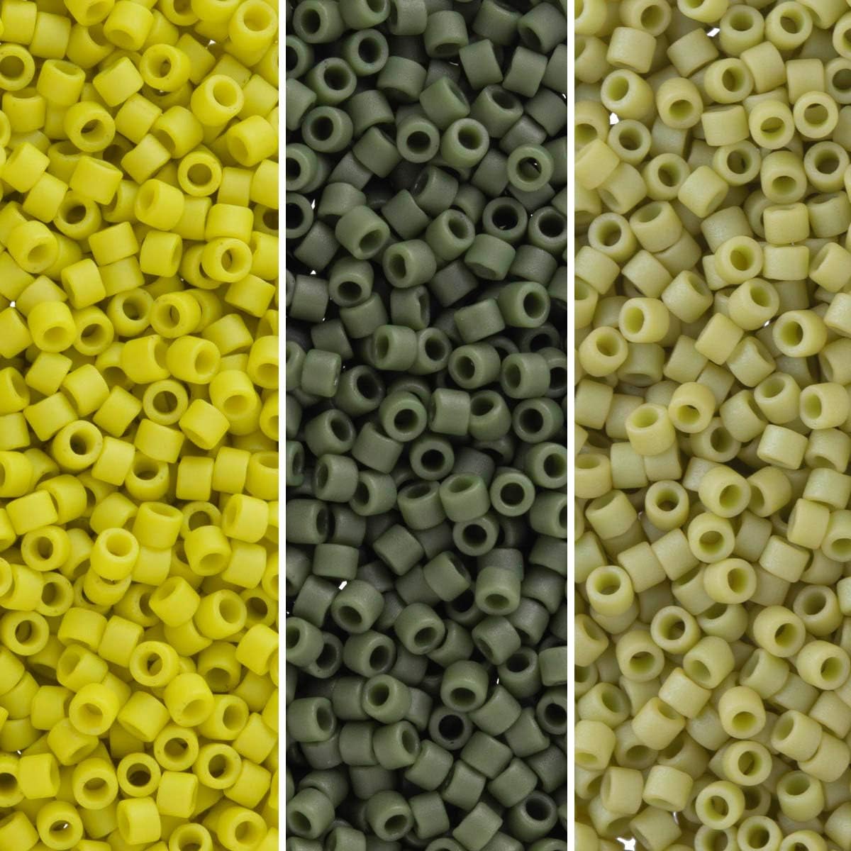 Miyuki Delica Seed Beads Bundle: Size 11/0, Moss Green Opaque Glazed Palette Collection DB2283, DB2290, DB2291