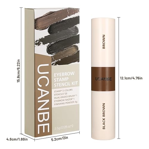Vista 26 de UCANBE Kit de plantillas de sellos de cejas de 25 piezas con pomada de sello de cejas de doble color, 20 plantillas reutilizables para cejas, polvo