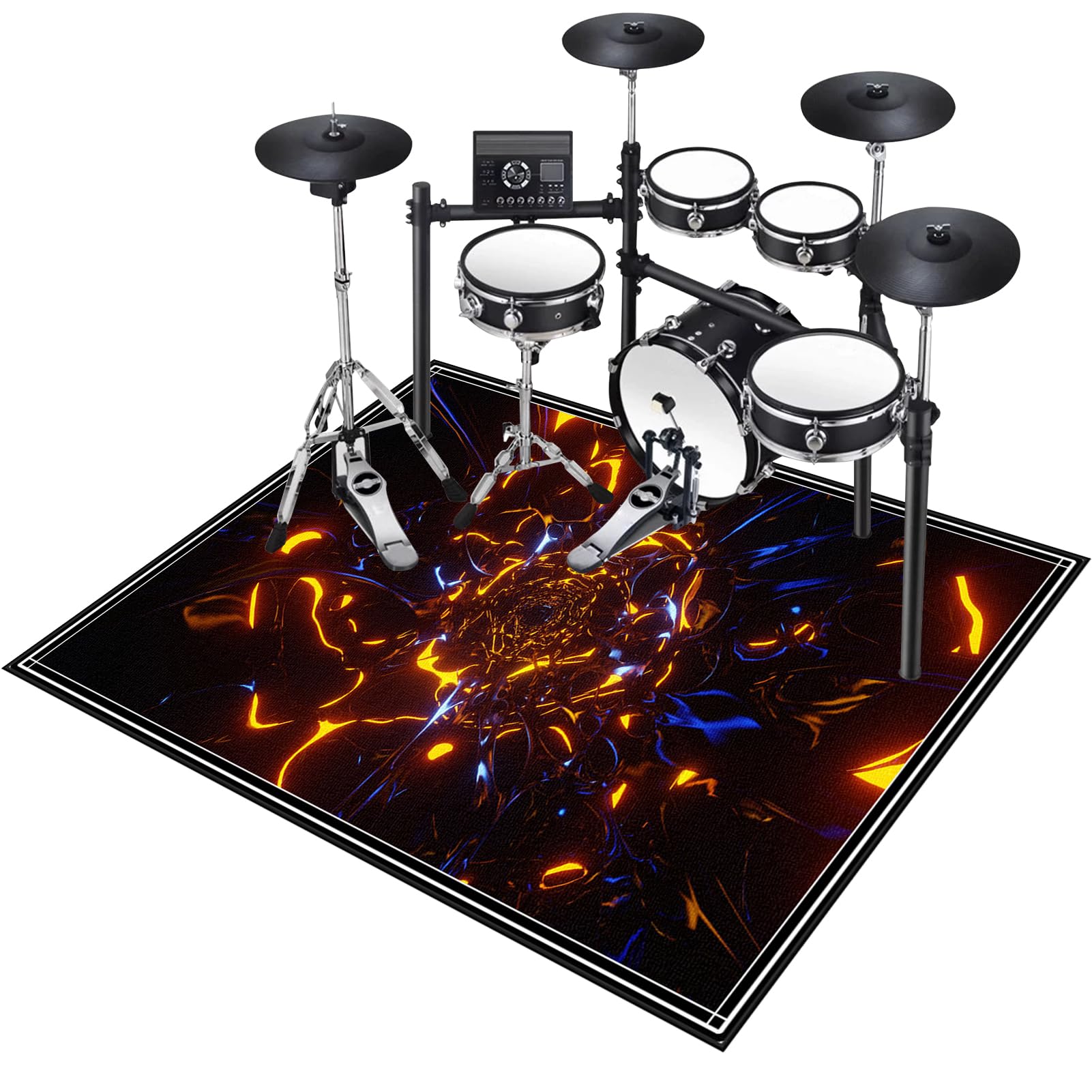 Tapis Batterie Tapis de Tambour Antidérapant Tapis Batterie Acoustique Insonorisant Tapis de Batterie Tapis pour Batterie Electronique Grosse Caisse Instruments de Musique Tapis de Sol 200 x 160 cm