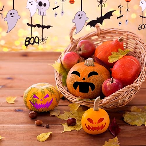 Miniatura 5 de Zonon 27 plantillas de pintura de Halloween, plantillas de plástico, plantillas de expresión de calabaza reutilizables, plantillas de dibujo